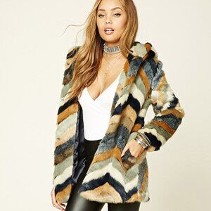 Forever 21 Chevron Faux Fur coat